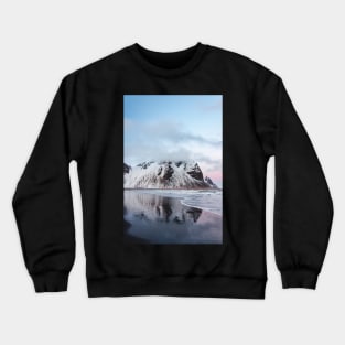 Vestrahorn Mountains by the Black Sand Beach in East Iceland Winter Photography Crewneck Sweatshirt